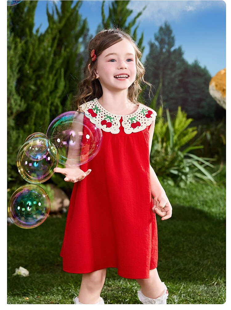 ASK JUNIOR Kids Summer Sleeveless Vest Dress Girls Princess Doll Collar Dress 12