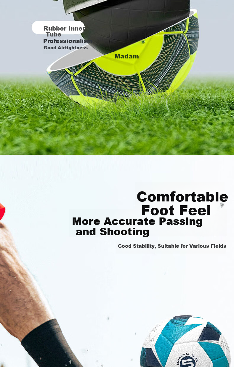 Maidemu Size 5 Football Adult Match Training Standard Youth Size 5 Football Durable Machine Sewn Ball for Physical and Middle School Exams 3