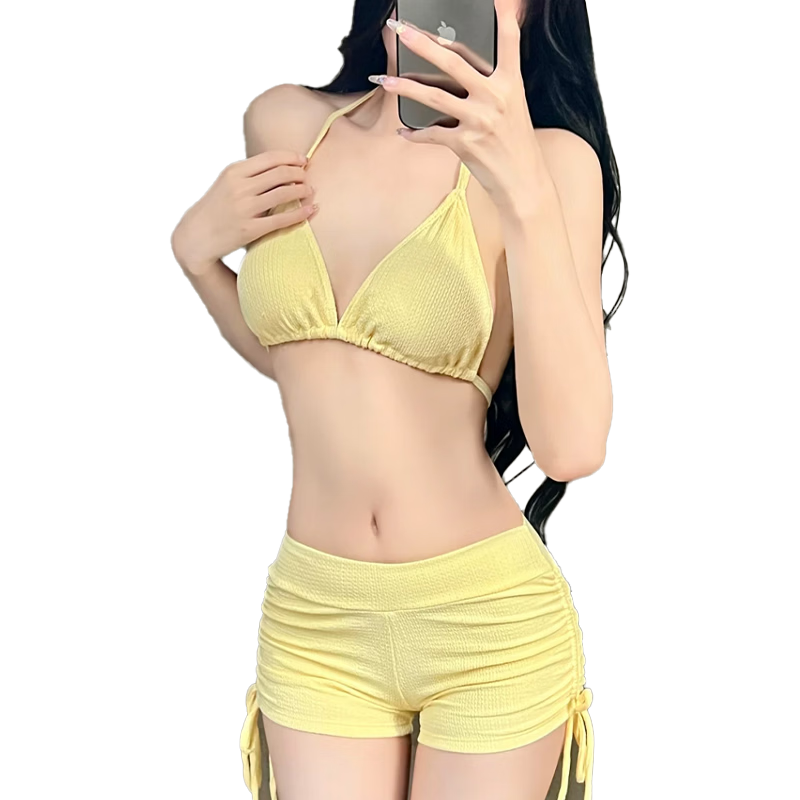 Langsha Women's Swimsuit Pure Sexy Bikini Three-Piece Set Girls Sun Protection Slimming Modest Sweet Swimwear
