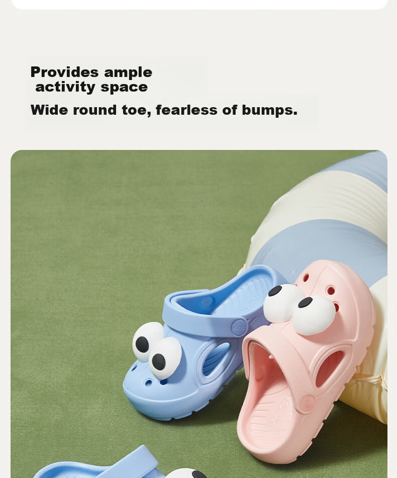 Puxi Big Eye Kids Unisex Non-Slip Cute Soft Sole Beach Shoes Children's Closed-Toe Slippers 6