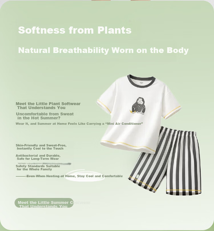 Balabala [Naipupu IP] Children's Summer Pajama Set Girls Short Sleeve Antibacterial Homewear Air Conditioning Clothes 2