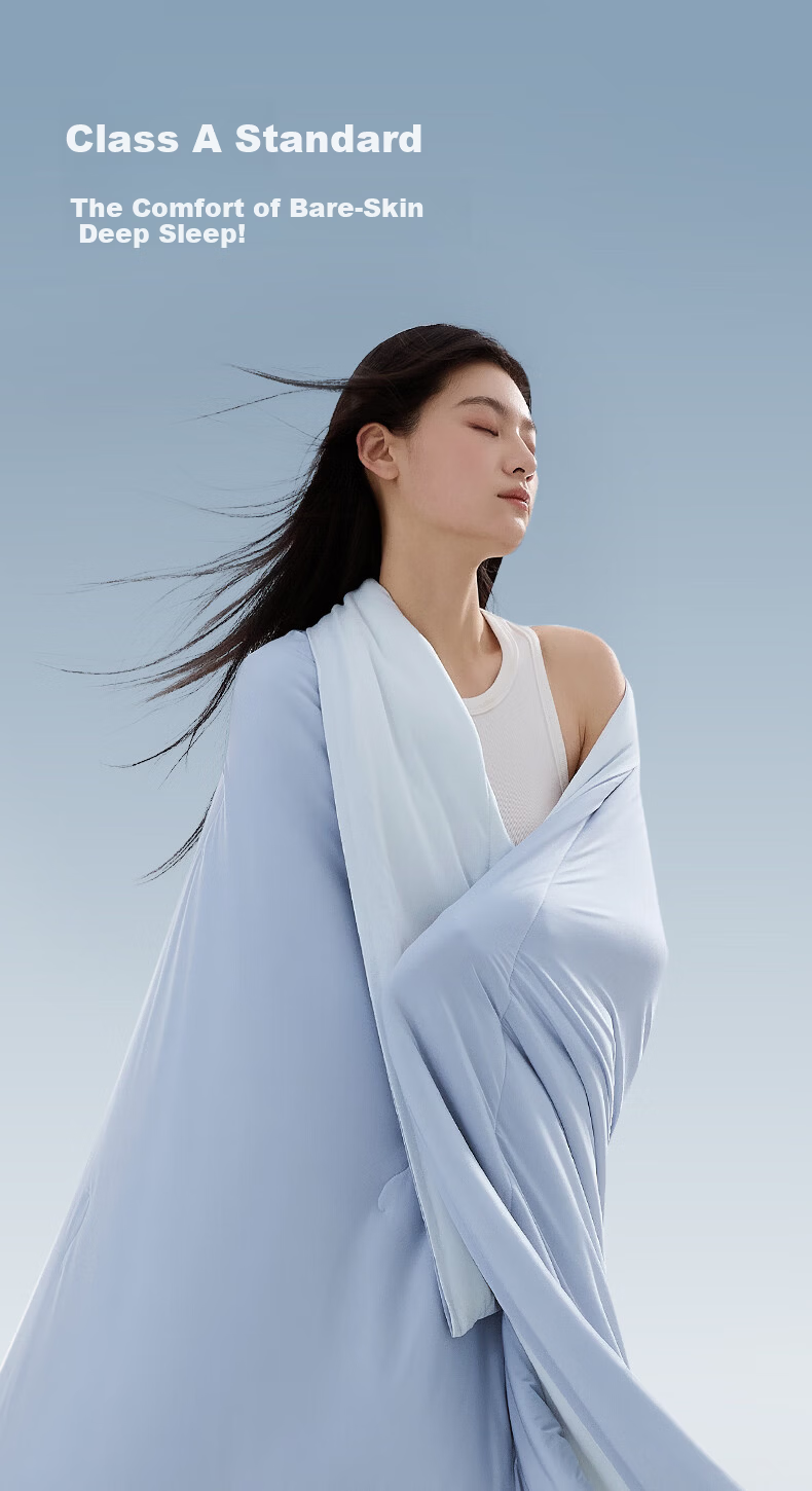 Luolai Home Textiles Cooling Silk Quilt Class A Antibacterial 100% Silk Air-Conditioning Quilt Washable 200*230 Blue 13