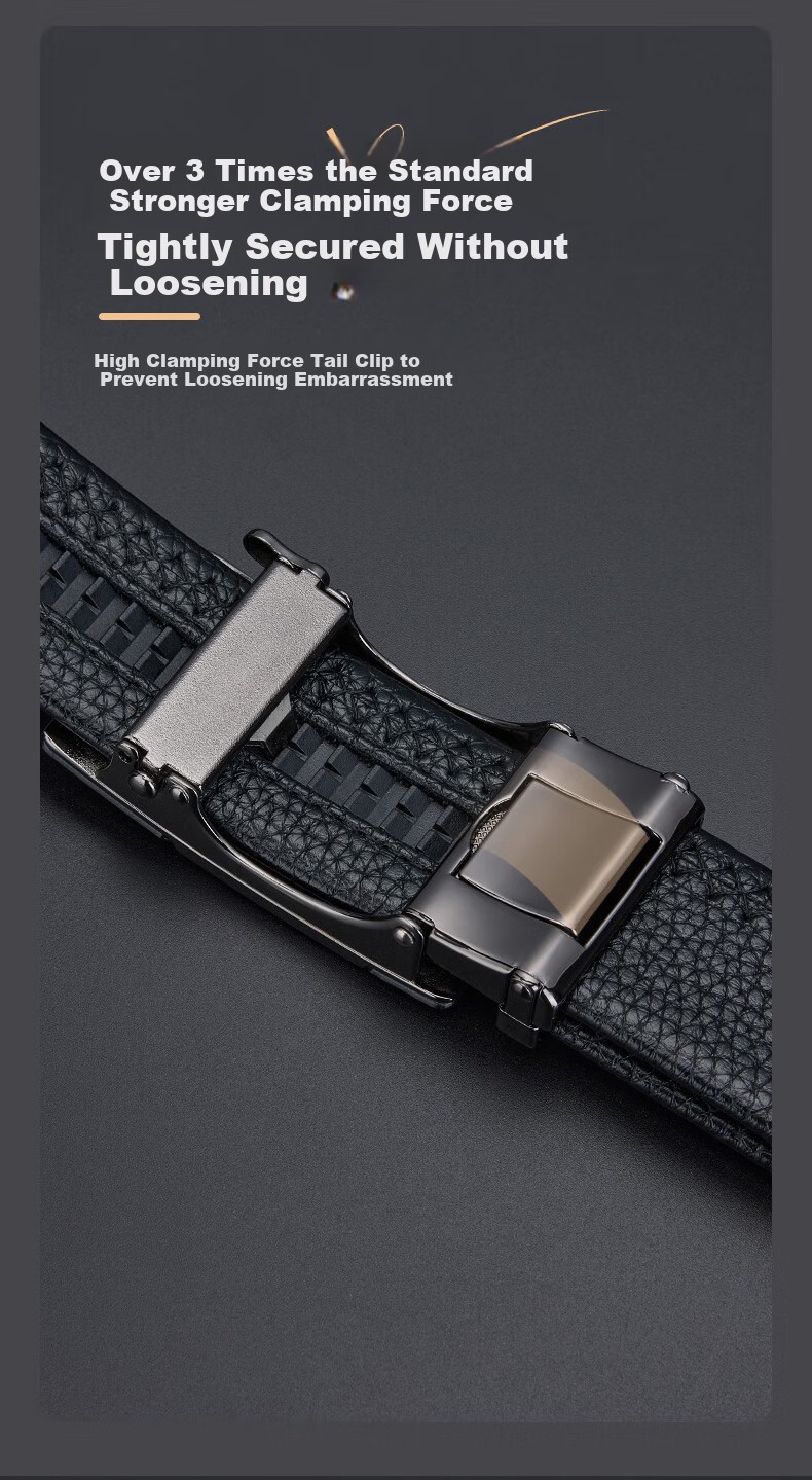 PLAYBOY Men's Genuine Leather Belt Cowhide Automatic Buckle Casual Waistband Business Versatile Gift for Boyfriend Husband 7
