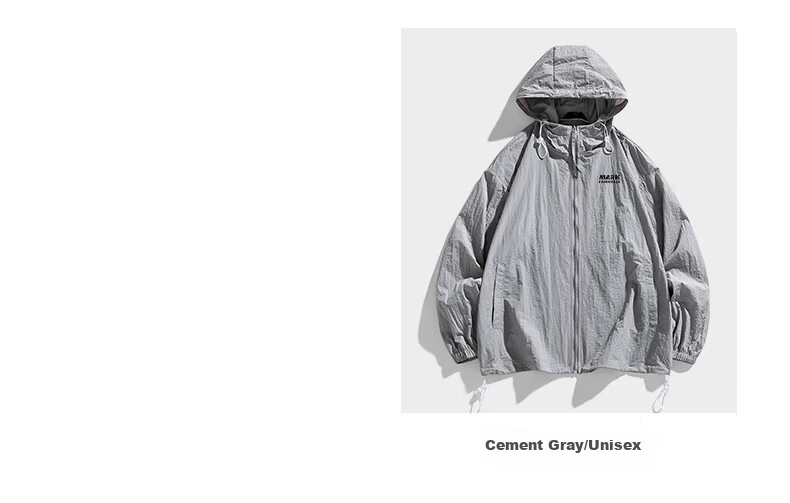 FAIRWHALE Men's Summer Ice Silk Breathable Sunscreen Jacket Outdoor Lightweight UV Protection Skin Jacket Cement Gray L 9