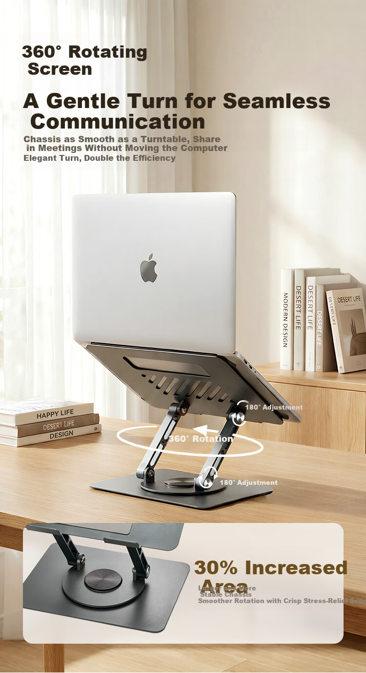 JD Jingzao Laptop Stand Tablet Cooler 360° Rotatable Stepless Adjustable Foldable Compatible with Apple Xiaomi Lenovo Legion Portable Floating Display Vertical Heightening Desk 4