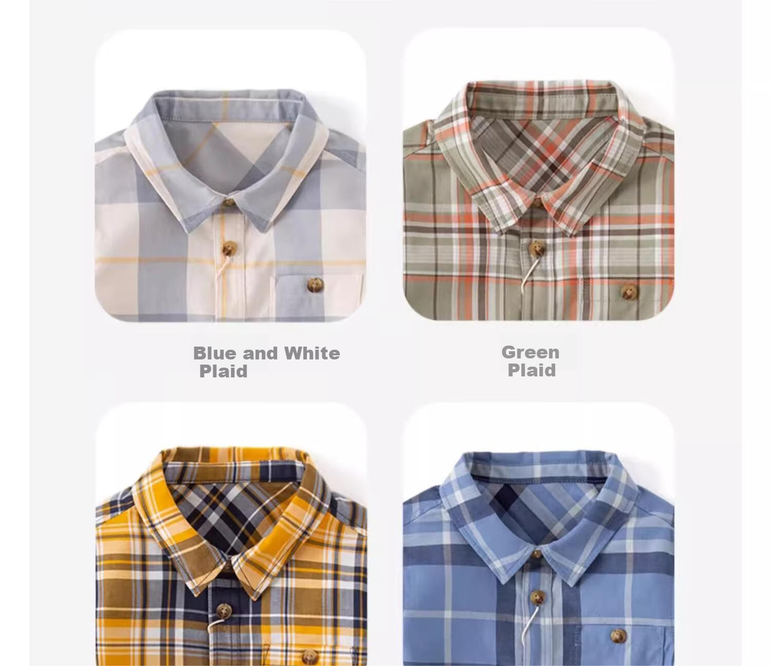 DAVE & BELLA Boys' Plaid Cotton Shirt Spring and Autumn Kids' Clothing 4