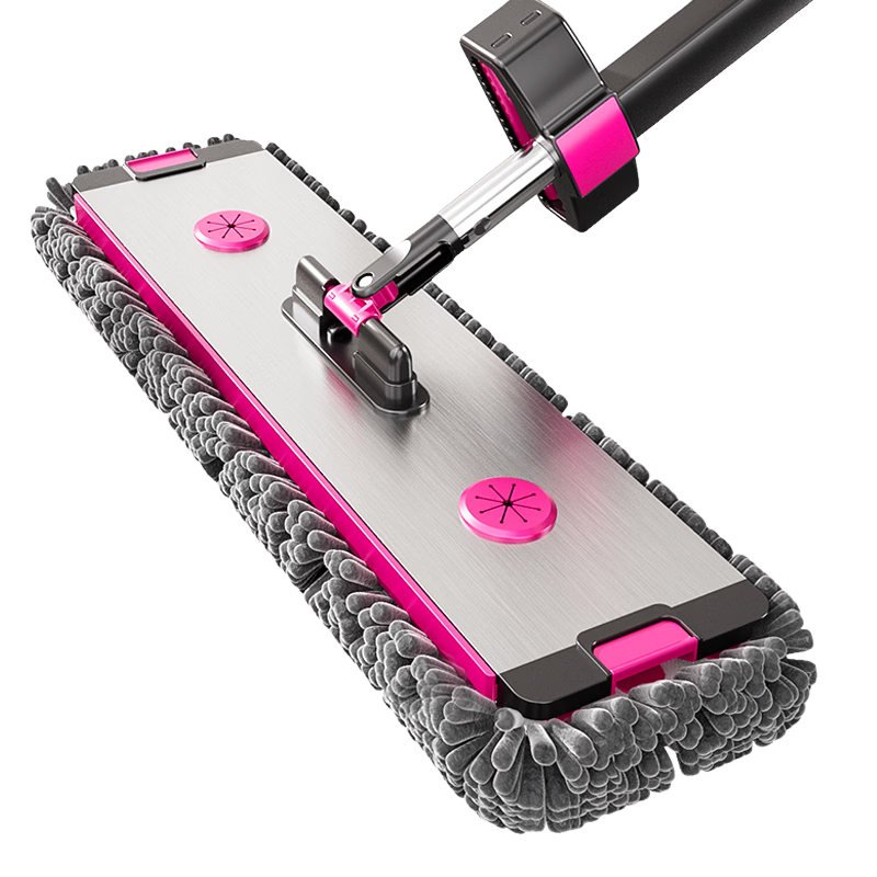 Xiangjiamei Flat Mop, 42cm, 2 Fabric Chenille, Household All-In Cleaning, 2026 New Model, Lazy Person's Absorbent No-Hand Flat Mop