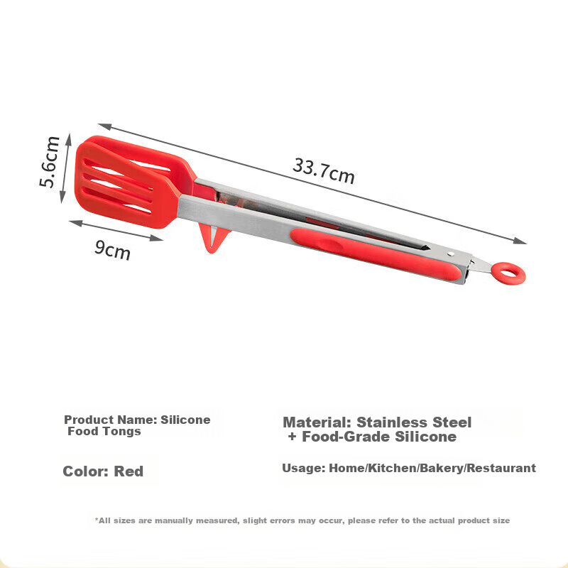 Temeiju 304 Stainless Steel Food Tongs and Silicone Oil Brush 2-Piece Set Steak Tongs BBQ Bread Clip Kitchen Baking Clips