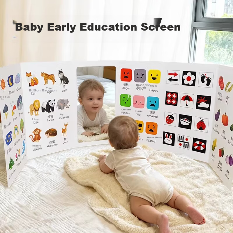 Licheers Baby Cognitive Cards Folding Montessori Early Education Educational Toy First Birthday Gift Infant Learning Tool 3D Word Book