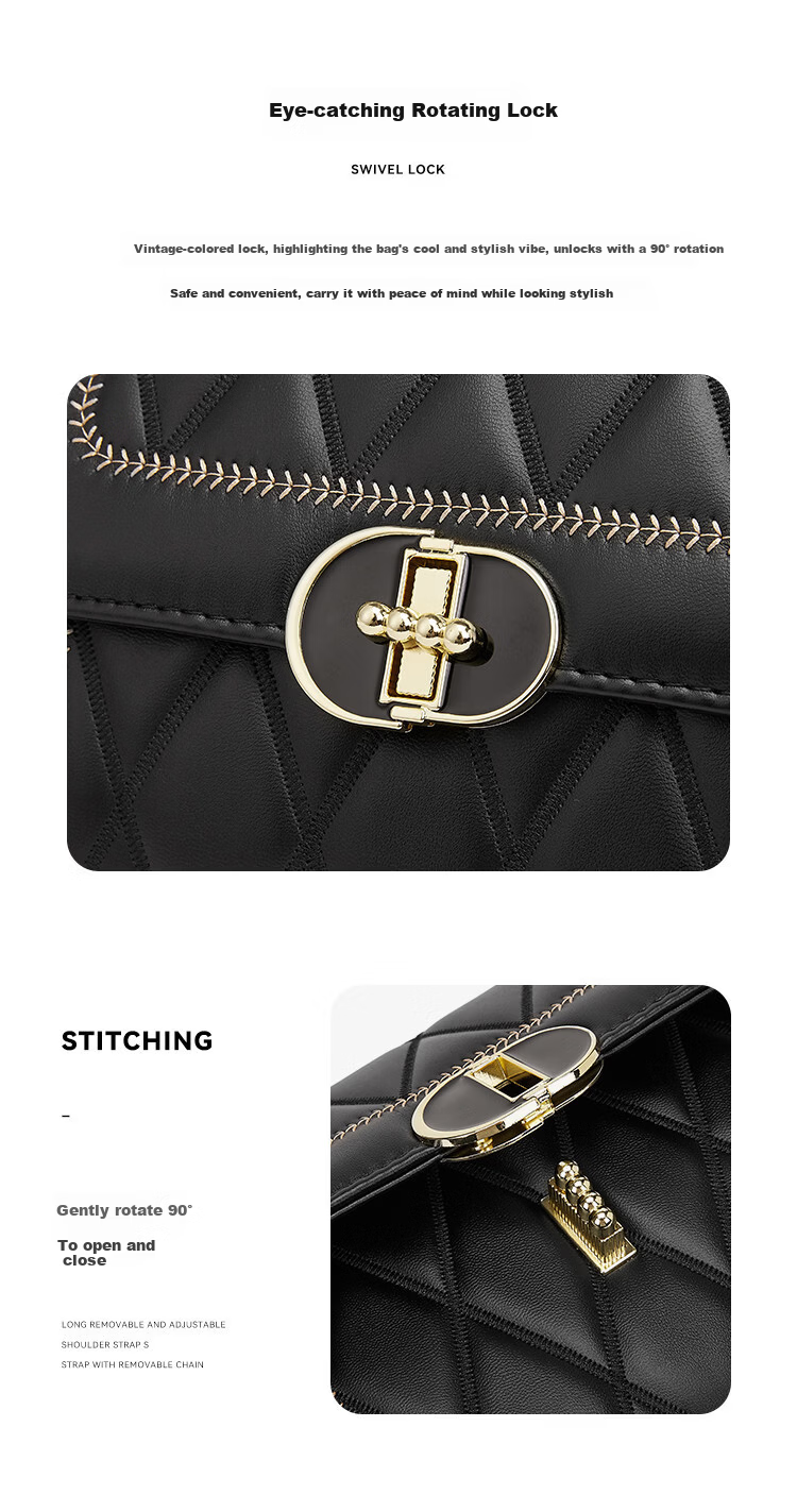 St&Sat Women's Bag 2026 New Shoulder Bag Crossbody Bag Versatile Chain Bag Quilted Small Square Bag Gift for Girlfriend 7