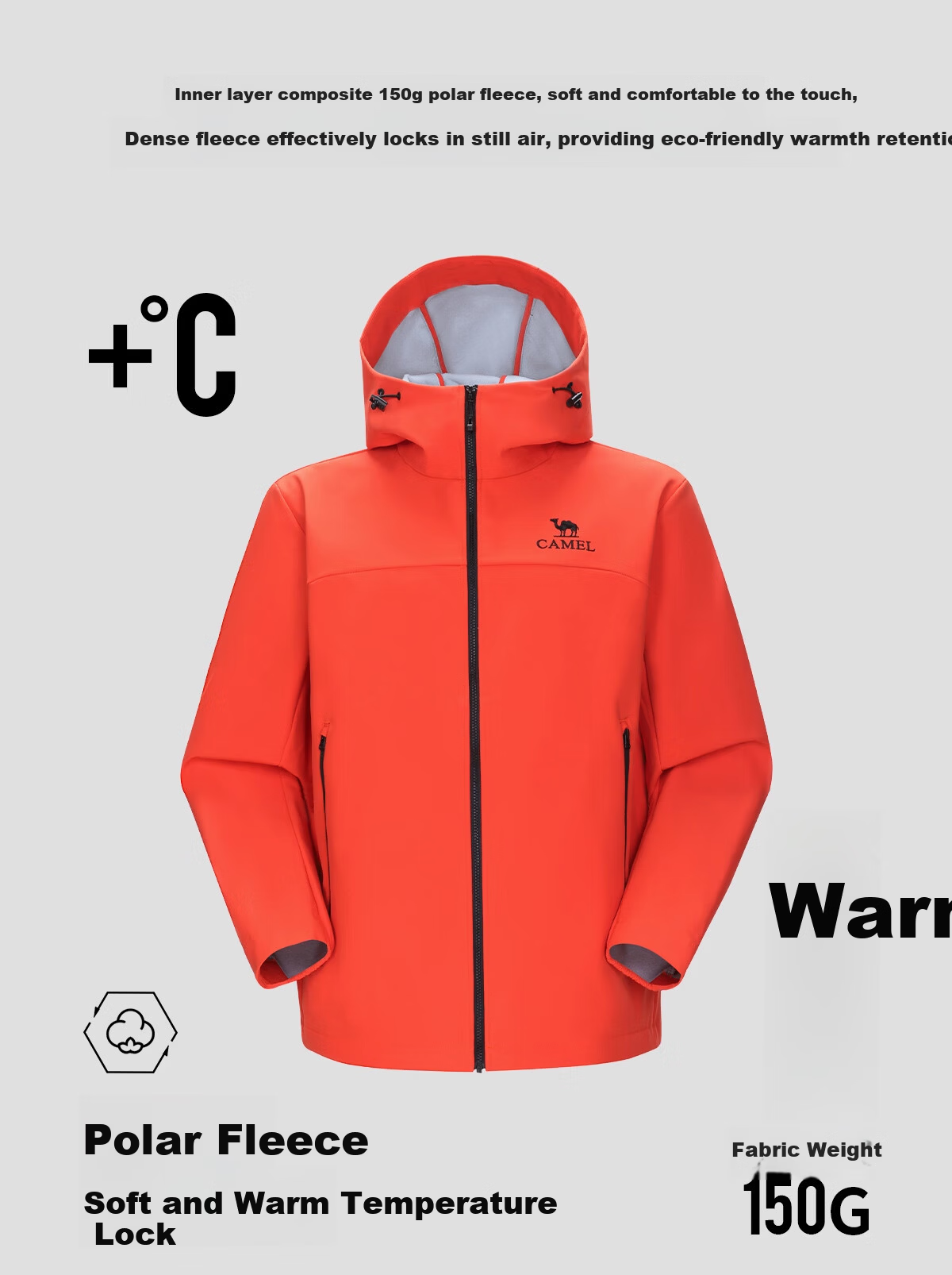 CAMEL Outdoor Softshell Jacket Women 2025 New Spring Autumn Fleece Windproof Hooded Warm Jacket Men G177 7
