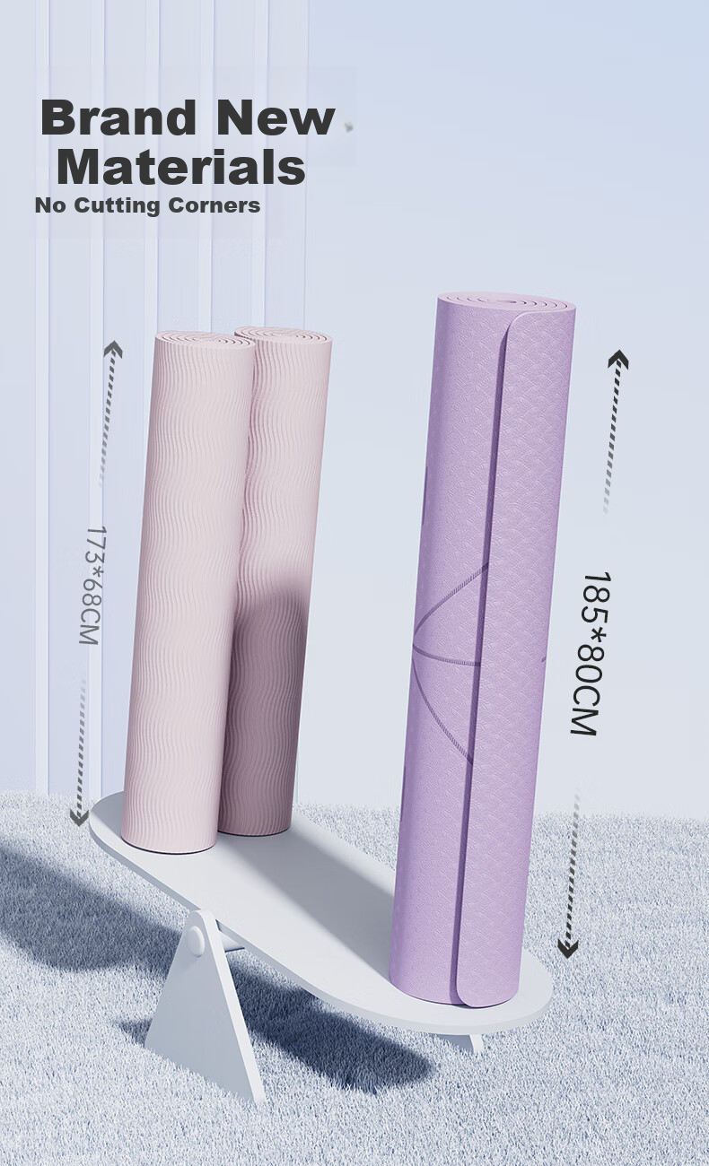 PEAK Professional Yoga Mat for Men And Women, Home Fitness TPE Positioning Line Non-Slip Thickened Widened Beginner Floor Mat 15