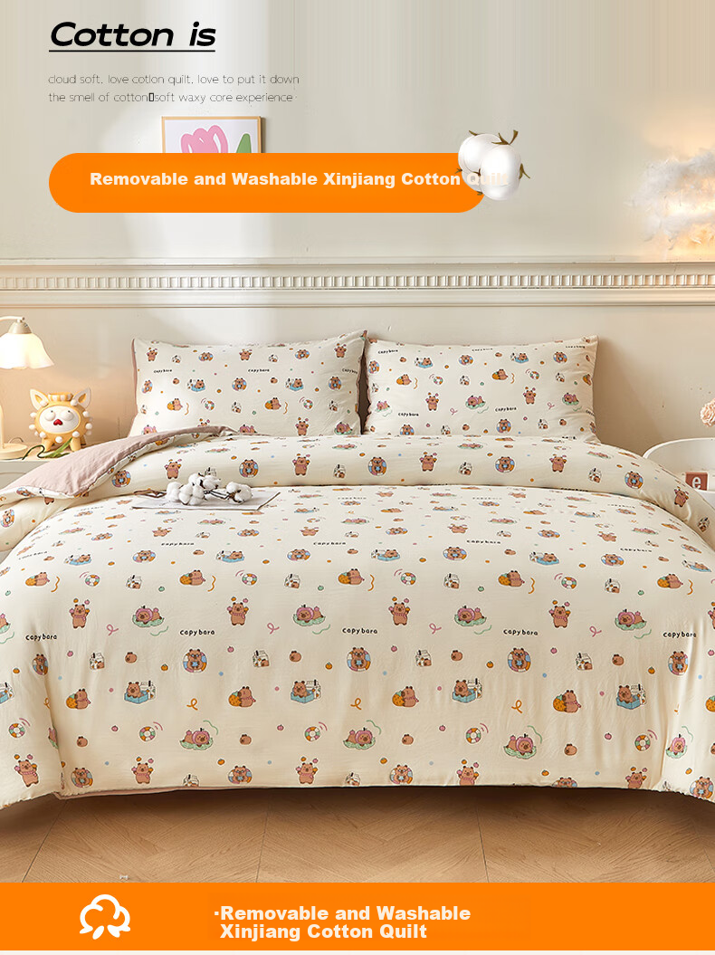 Hongdou Class A Antibacterial Xinjiang Cotton Quilt Air Conditioning Quilt Summer Quilt Spring and Autumn Cotton Four Seasons Quilt Core 2*2.3m 4 Jin Card 3