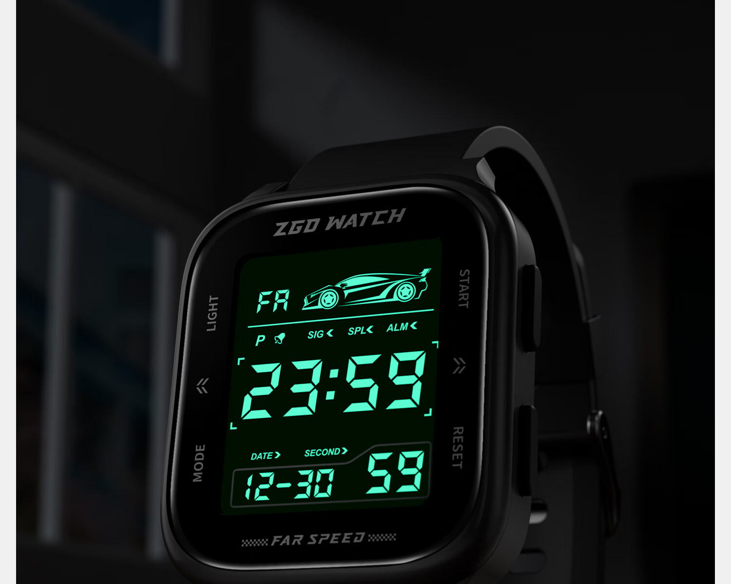 ZGO Men's Electronic Watch for Students, High School and Middle School, Luminous Waterproof Multifunctional Sports Digital Watch, Time Display Only 15