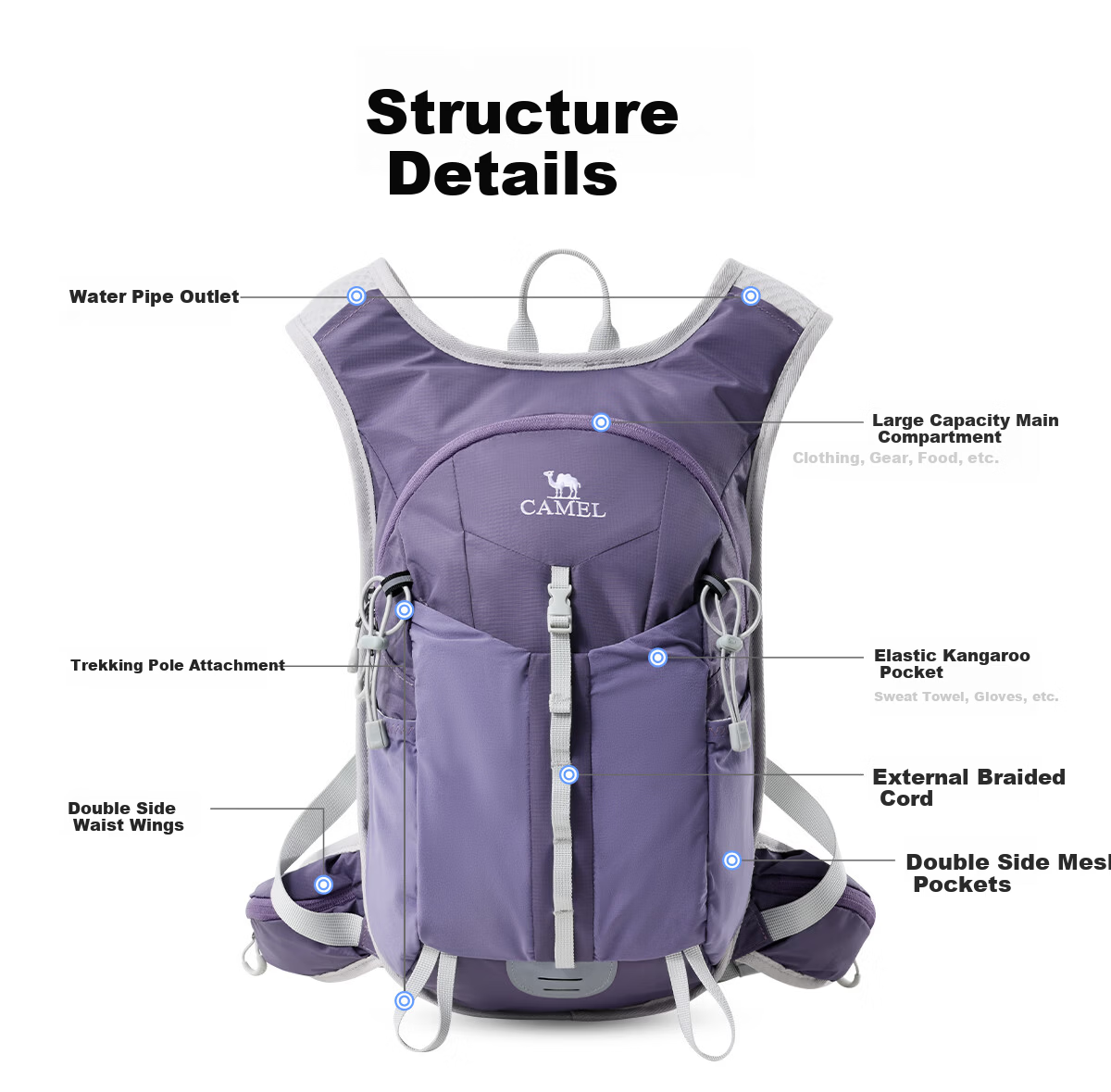 CAMEL Lightweight Backpack Commuter Outdoor Hiking Cycling Mountaineering Small Bag 576BB21018 18