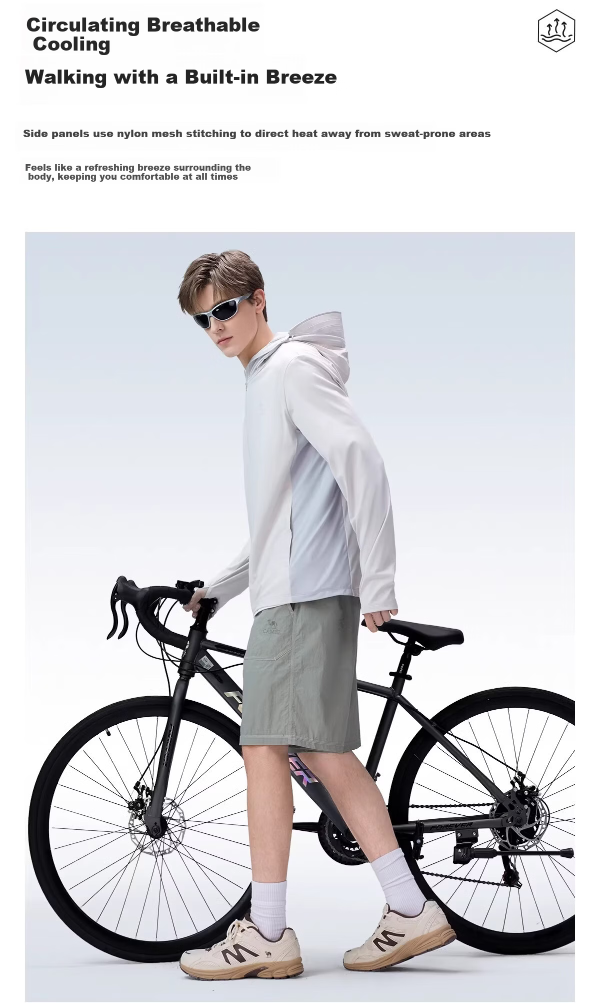 CAMEL Outdoor Cooling White Skin Sunscreen Jacket Unisex 2026 Spring Summer New Breathable UV Protection Coat R168 11