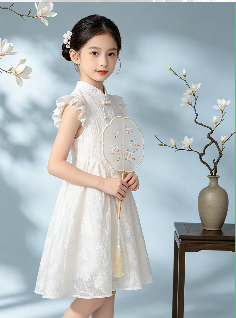 Disney Girls Dress Children's Summer Qipao Dress New Chinese Style Hanfu Green 130 9
