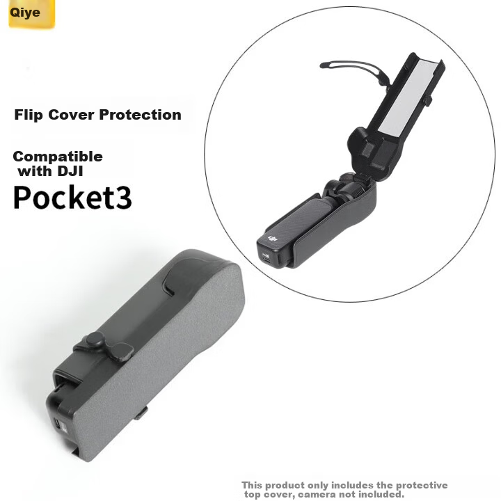 Qiye Protective Cover Case for DJI Pocket 3 Pocket Camera Accessories Foldable Flip Cover Strap Black