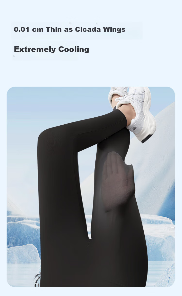 LangSha Ultra-Thin Summer Leggings for Women, Ice Silk Antibacterial Sun-Protective Stretchy Plus Size 9/10 Pants, Maternity Shark Pants 4