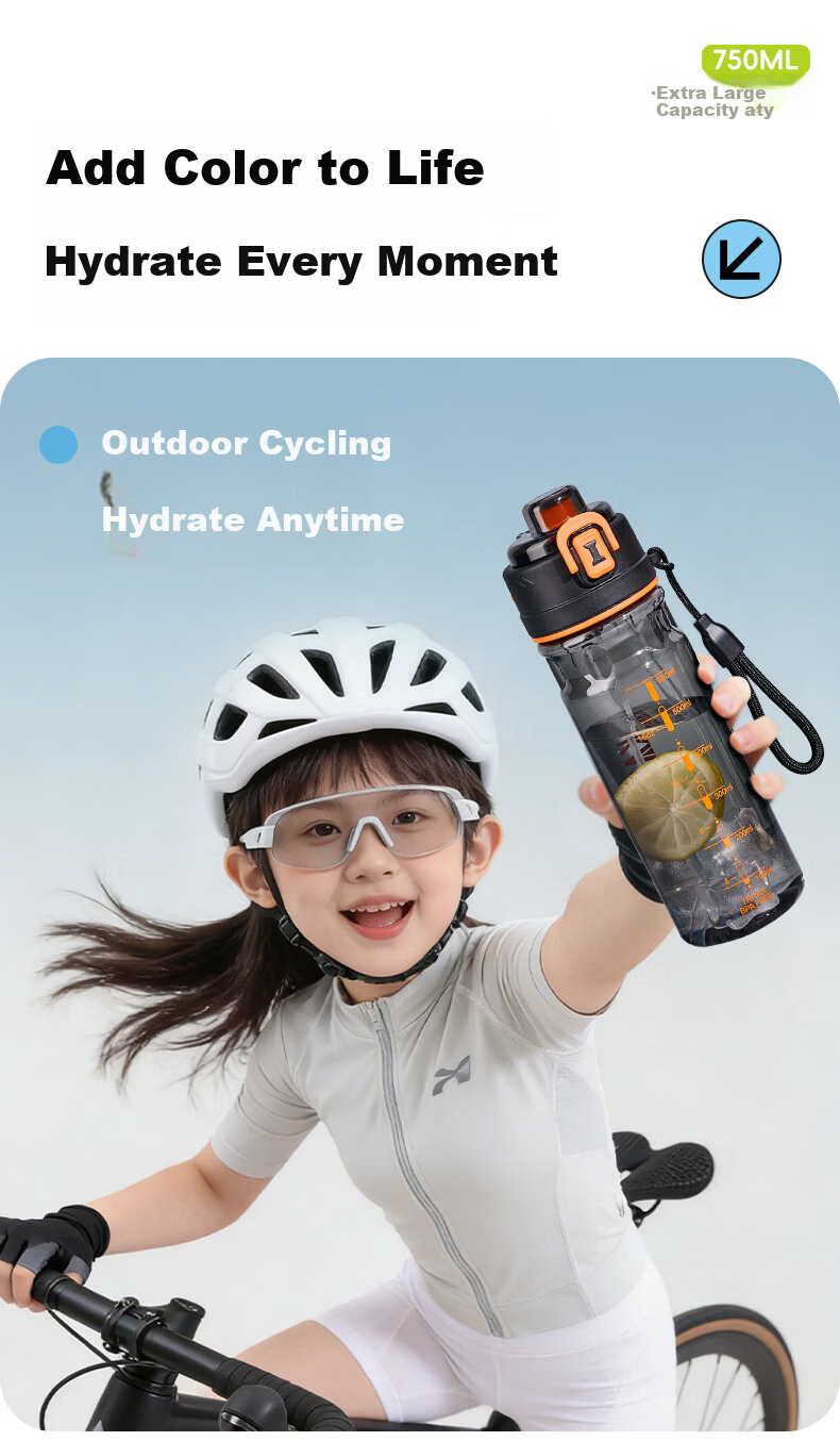 Cica Spray Sports Water Bottle for Children Students 6-12 Years Old Summer Large Capacity Tritan Cup 12