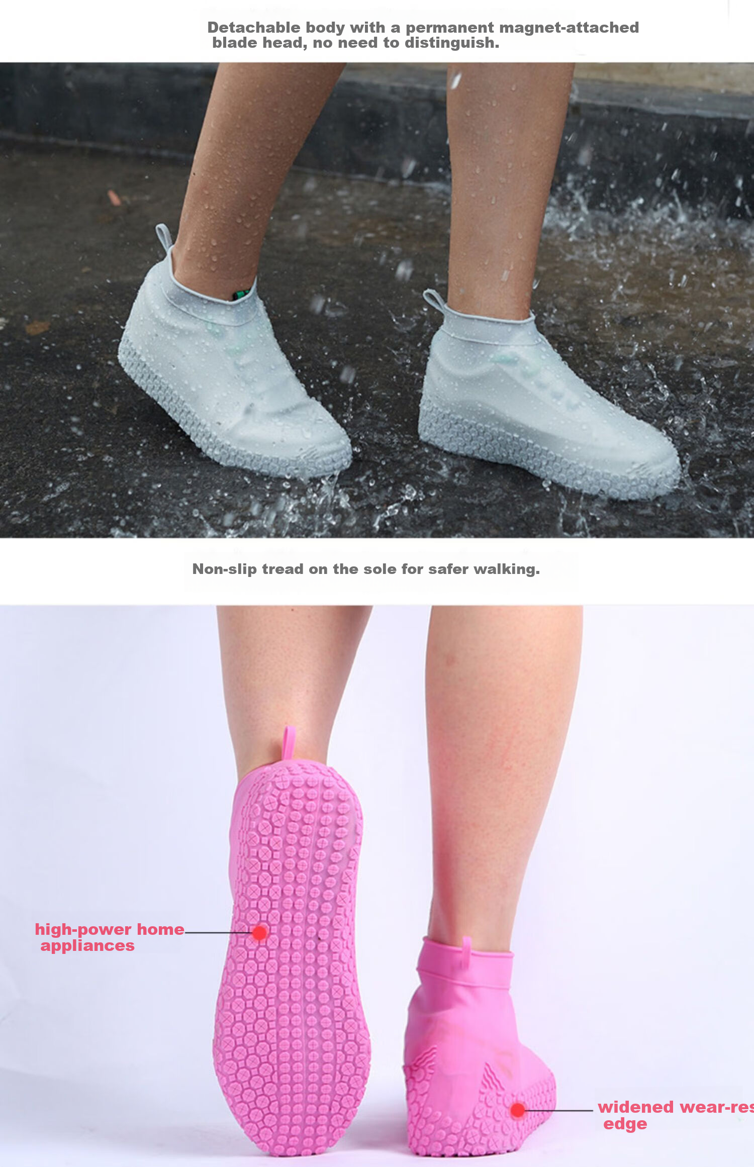 BWNK Disposable Rain Shoe Covers for Men, Women And Children, Non-Slip Thick High-Top Plastic Overshoes, 30-Pack 20