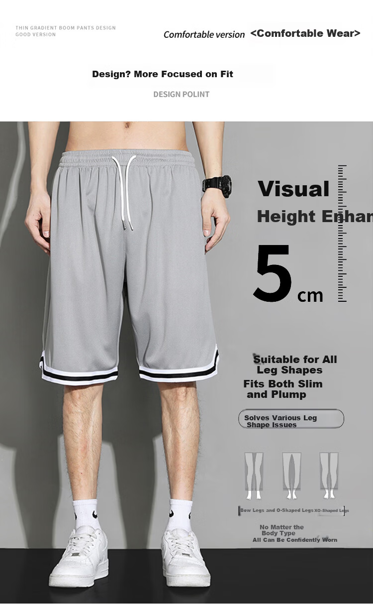 NASA GISS Men's Shorts Summer Ice Silk Thin Soft Loose Breathable Sports Basketball Five-Point Pants Black XL 1