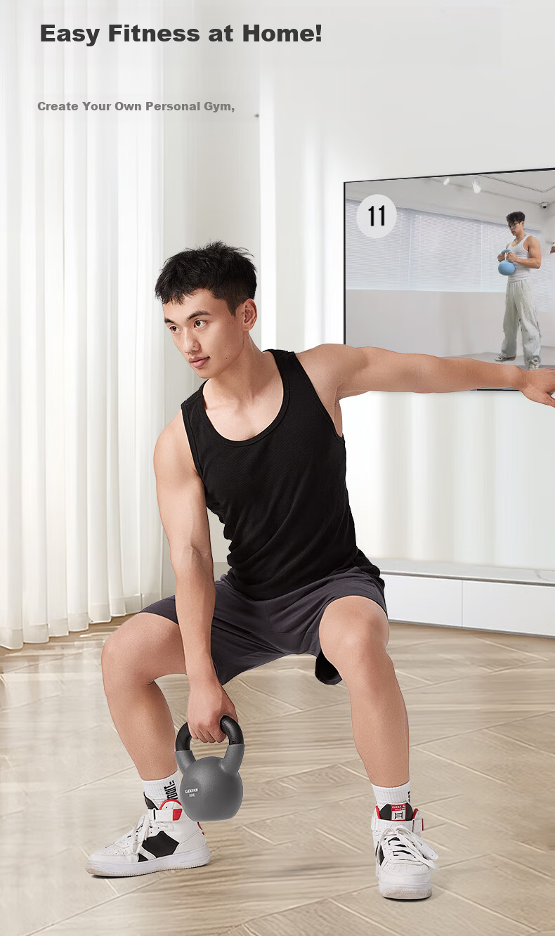 Lexi Cast Iron Kettlebell Solid Dumbbell Household Small Volume Fitness Equipment Hip Lift Gray 10kg 12