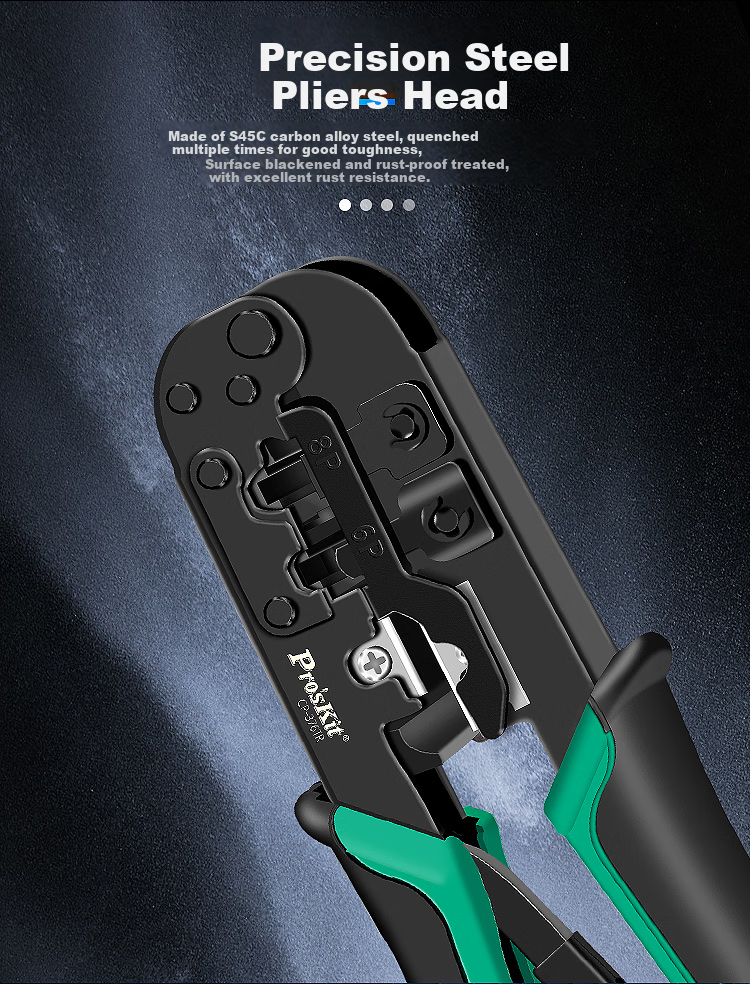 Pro'sKit CP-376TR Network Cable Crimping Tool 4P/6P/8P Multi-Function Professional Ratchet Crimper for RJ45/RJ11/RJ12 Connectors 4