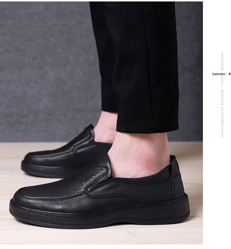 MULINSEN Men's Business Casual Leather Shoes First Layer Cowhide Slip-On Thick Sole Dad Shoes 20781 4