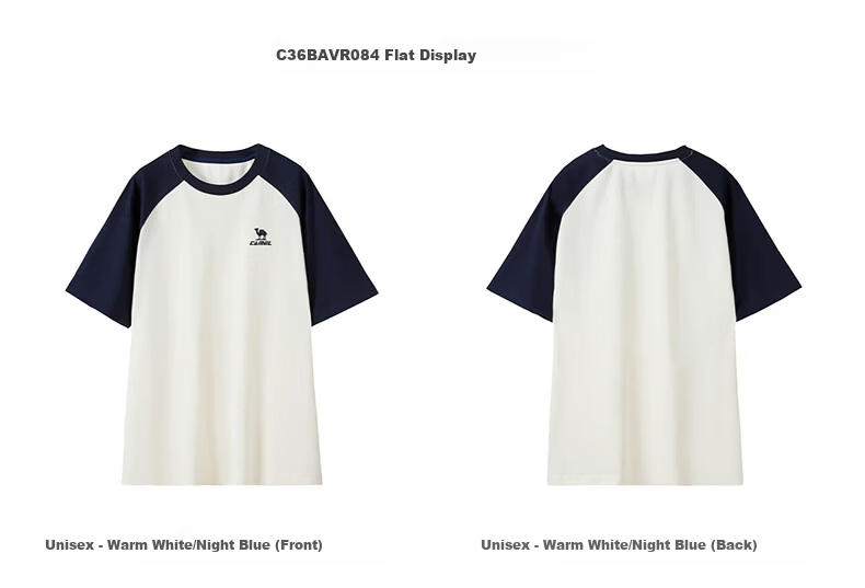 CAMEL Loose Casual Short Sleeve T-Shirt Unisex Couple Cotton Feel Top C36BAVLR084 Warm White/Green L 2