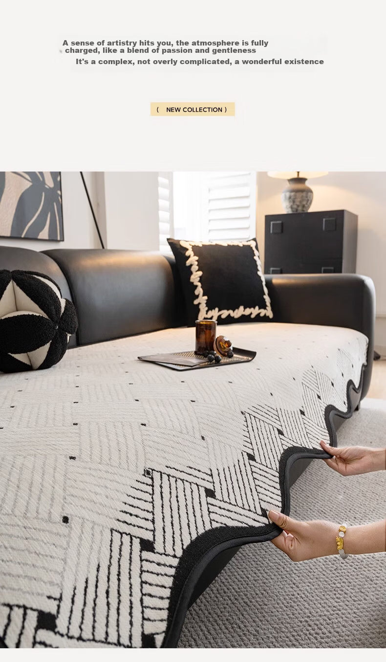 Wuyinliangpin Sofa Cover, Chenille Straight Row, Cat Scratch Resistant, One-Piece Non-Slip Sofa Slipcover, 90*260cm, Five-Seater 3