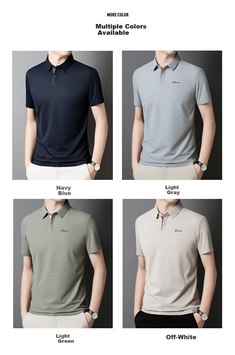 TUCANO Men's Short Sleeve Polo Shirt Summer Breathable Business Collar Casual Ice Silk Quick-Dry Top 6