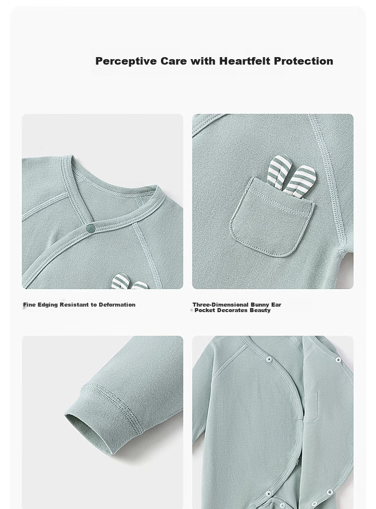 Babylove Newborn Tie-Front Romper Spring and Autumn Infant Baby Bodysuit Crawling Suit Belly Protection Monk Suit 5