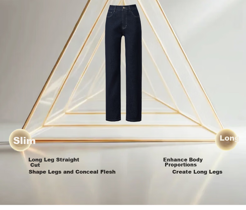 ESE-Y Women's Straight Leg Jeans 2026 Spring New Slim Fit Fade-Resistant Tapered Pants Dark Blue 28 6