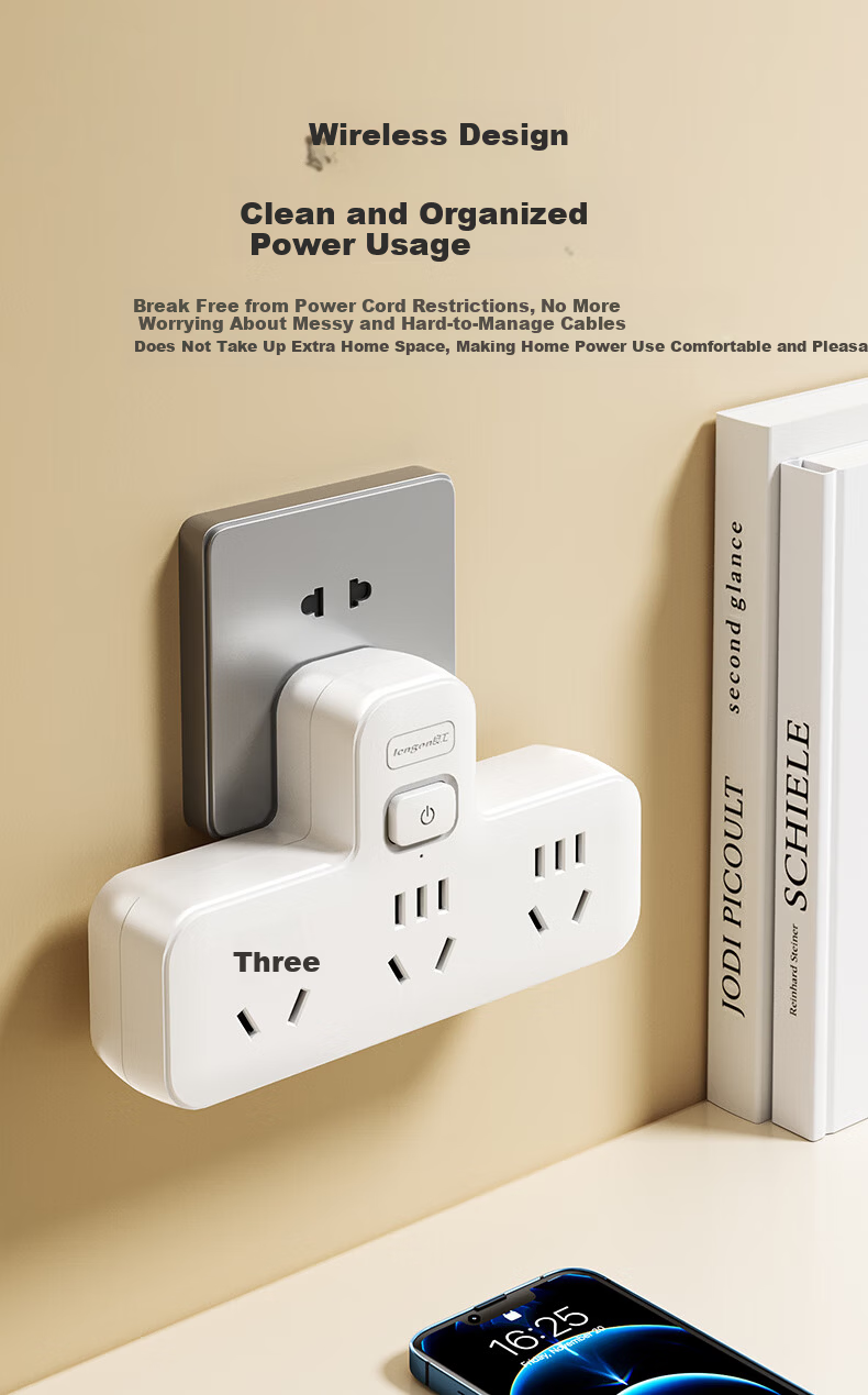 Lengon Brand Zigzag Shape Adapter/Socket Converter/One-to-Three Master Control/Multifunctional One-to-Multiple Socket Extension/Wireless Power Strip/Power Strip Expander Q713 7
