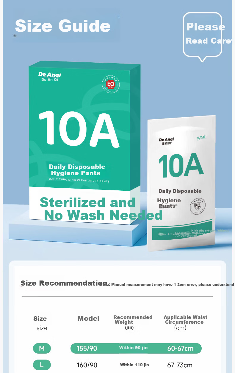 Deanqi 10A Medical Disposable Women's Underwear Cotton Sterile Individually Packaged High Waist Maternity Postpartum Plus Size Travel 3XL 14