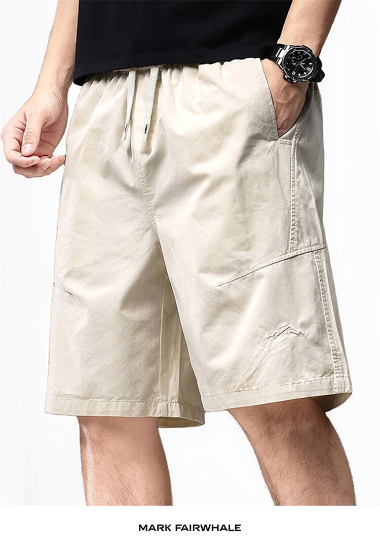 MARK FAIRWHALE Men's Summer High-End American Style Pure Cotton Casual Shorts Thin Five-Point Pants Black 3XL 14