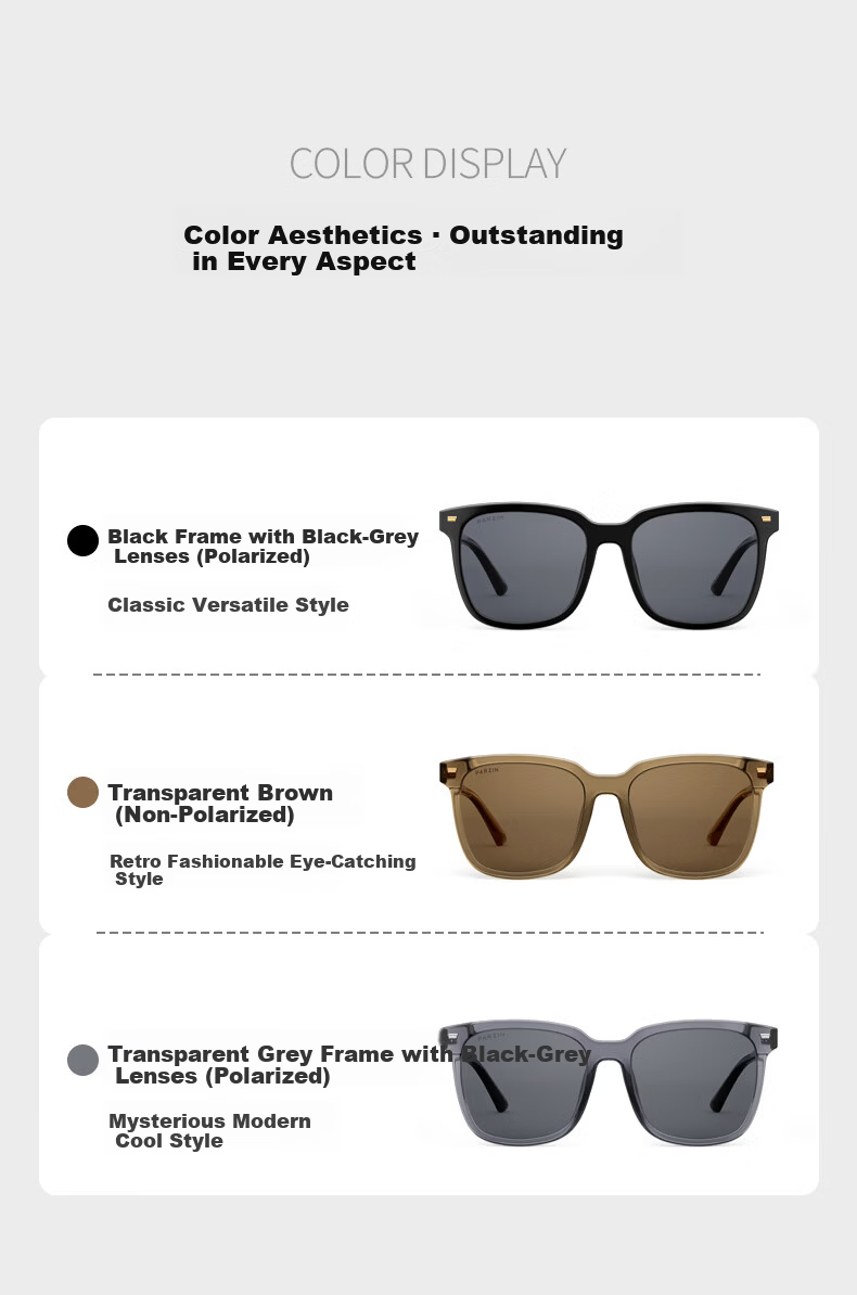 PARZIN Polarized Sunglasses Women [Zhou Ye Same Style] Black Oversized Square Face Slimming Glasses UV Protection Driving Sunglasses Men Gift 12