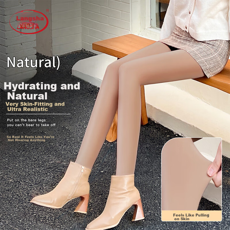 LangSha Women's Spring and Autumn Leggings Nude Tights Sheer Pantyhose Watermelon Crotch Glossy Stockings