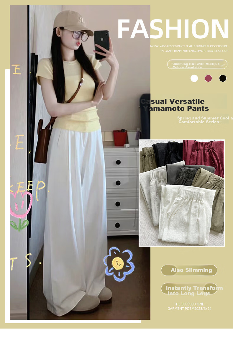 Langsha Japanese Style Yamamoto Pants Women Spring Summer 2026 New High Waist Casual Straight Loose Wide Leg Pants 1
