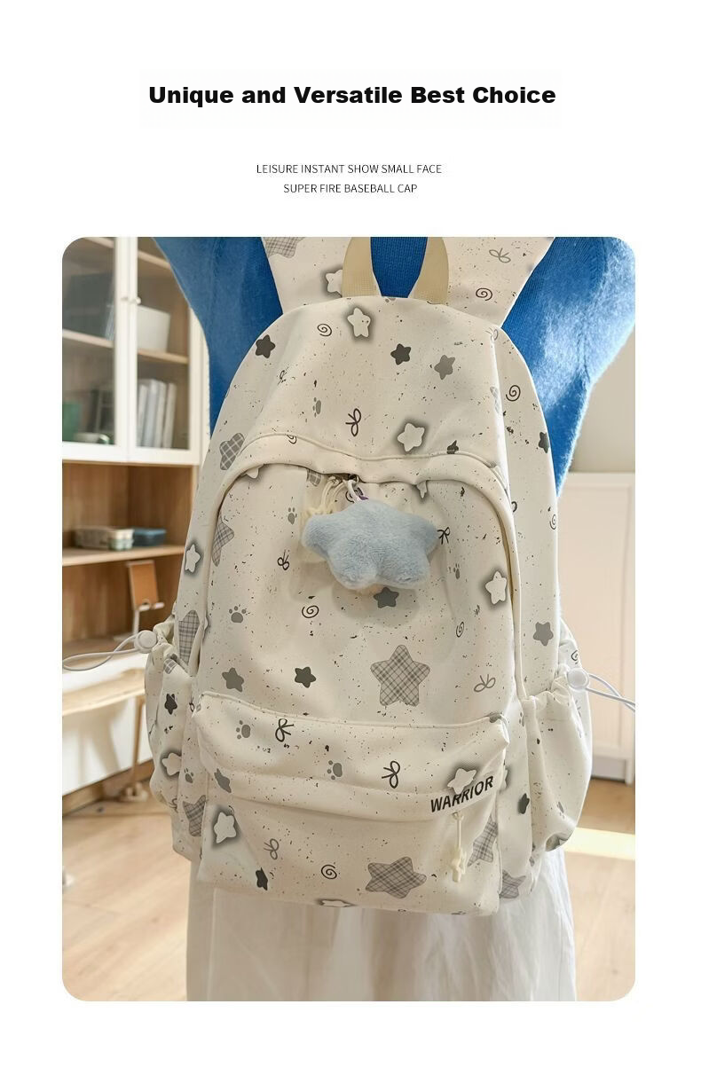 Warrior Girls' School Backpack Ins Style High-Value Large Capacity College Student Lightweight Shoulder Bag for Middle and High School Students 7