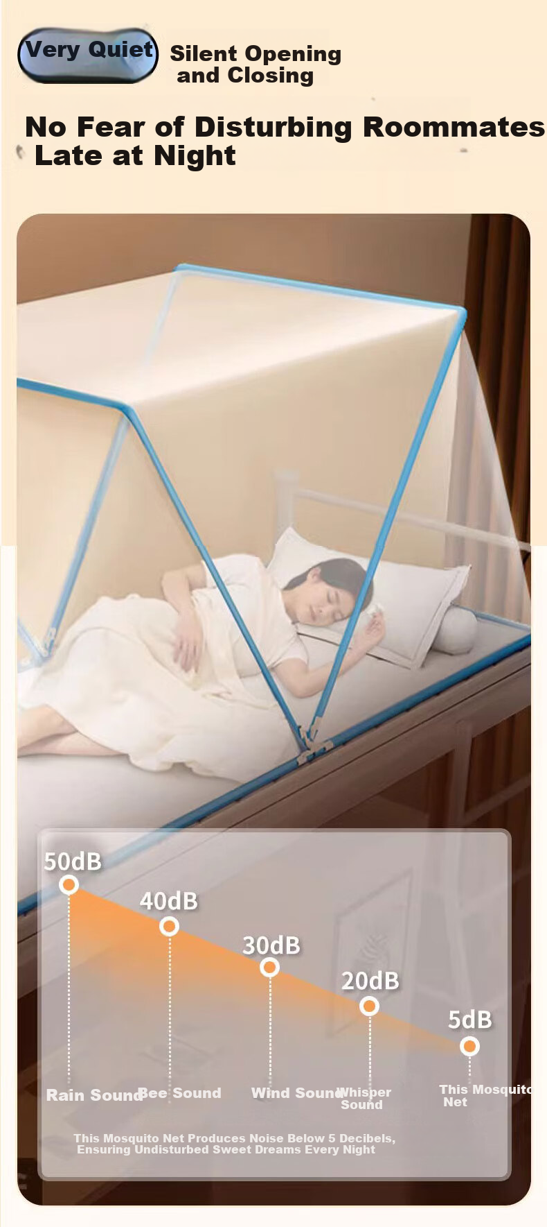 Nanjiren Full-Cover Foldable Mosquito Net for Bed, Student Dormitory, Blue 1