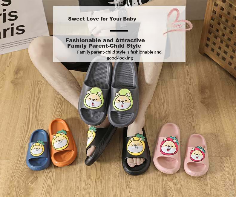 Huameijianbu Cartoon Dog Parent-Child Style Bathroom Indoor And Outdoor Wear Soft Elastic Slippers Men's Model HM901817 Dark Gray Size 44-45 1