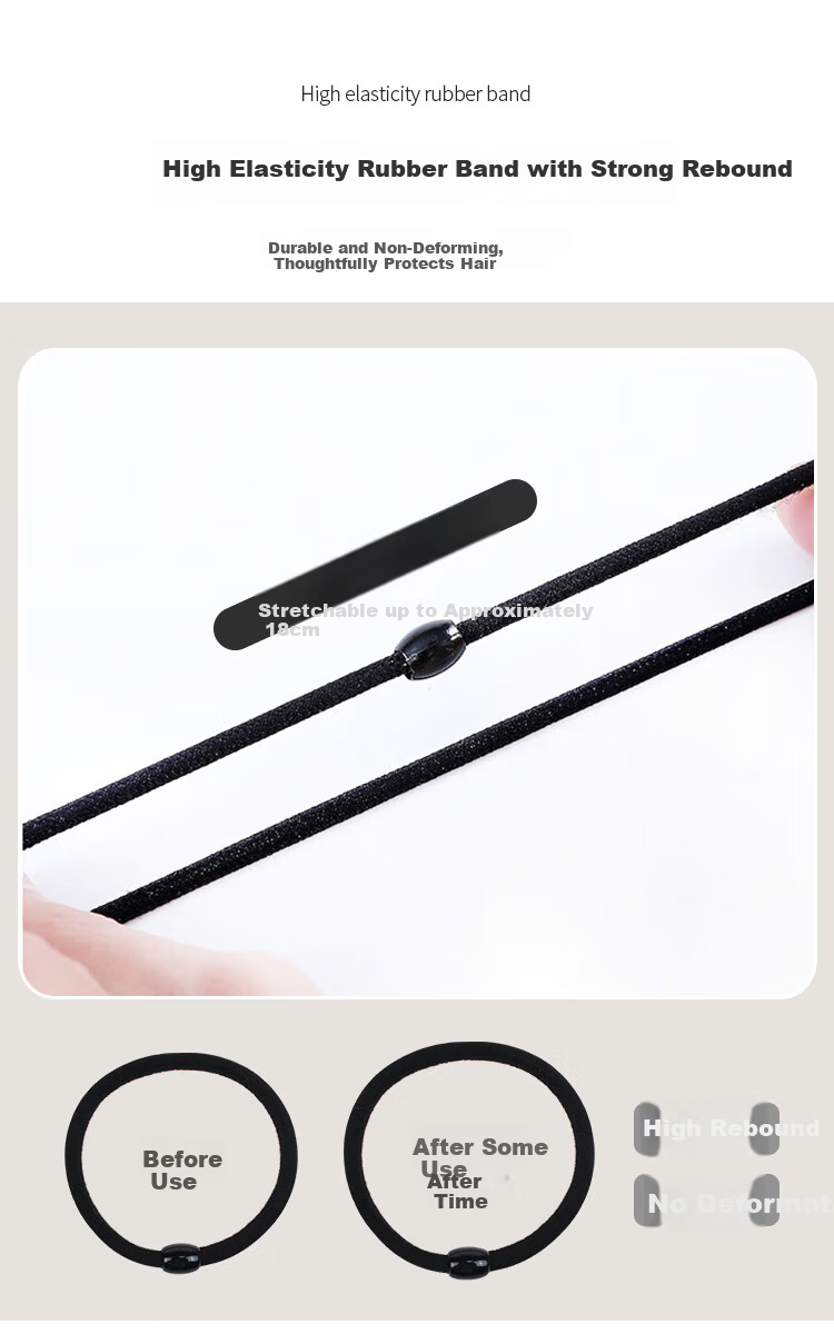 UPLUS Thick High Elastic Hair Ties Durable Simple Hair Bands Rubber Bands 10 Black Pieces 4
