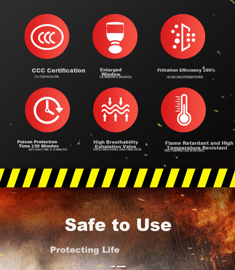 GA Filtered Self-Rescue Respirator Mask Gas Mask Fire Smoke Protection Firefighting Mask TZL30 3