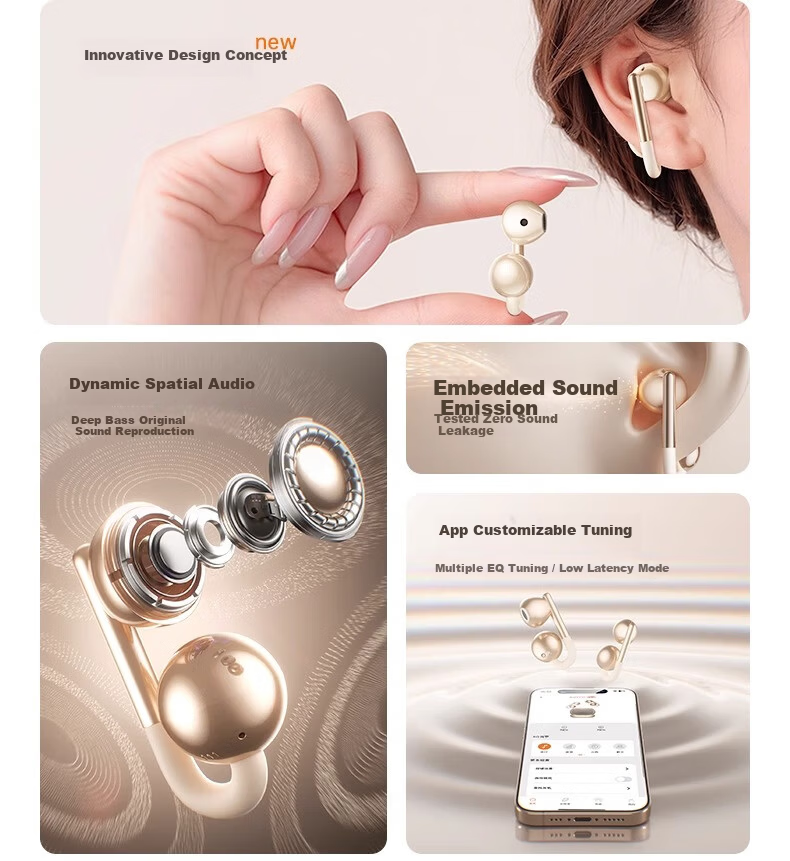 KINYO i9 Dynamic Ring AI Bluetooth Clip-On Wireless Bone Conduction Sports Call Noise-Cancelling Conference Translator Earphones for Xiaomi Apple Purple 16