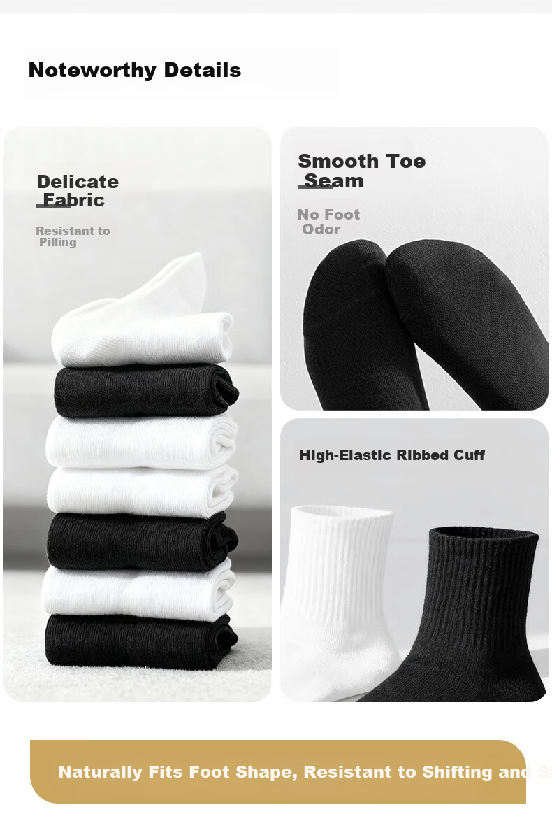 NolansenDi Disposable Socks Unisex Daily Use Mid-Calf 10A Antibacterial Breathable Sweat-Absorbing Travel Wash-Free White 20 Pairs 10