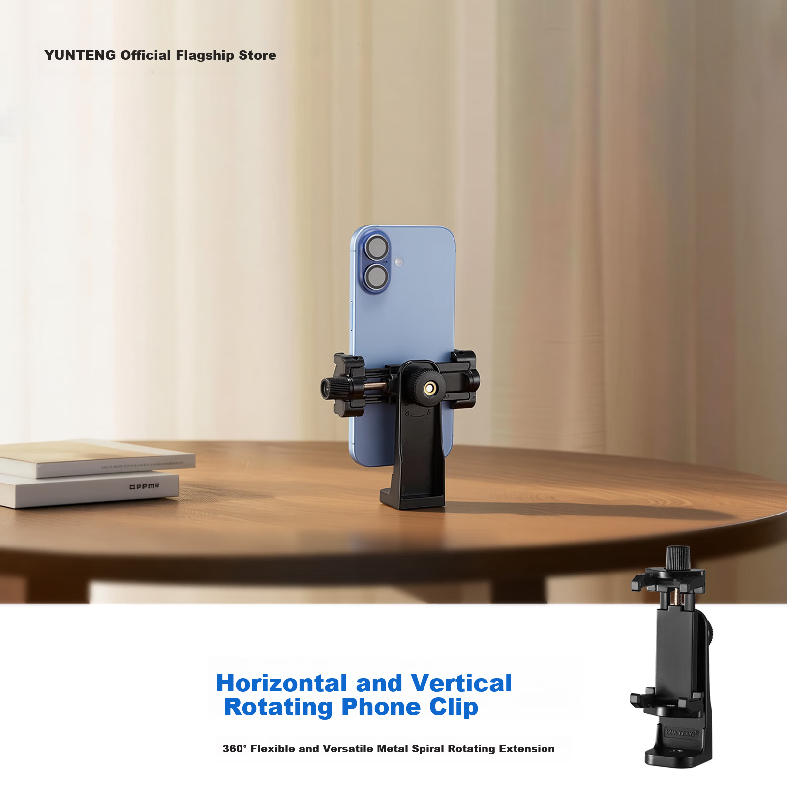 YUNTENG Multi-Position Live Streaming Stand Universal Multi-Functional Tripod Mount Clip for Vertical Phone Shooting with Fill Light and Floor Selfie Holder