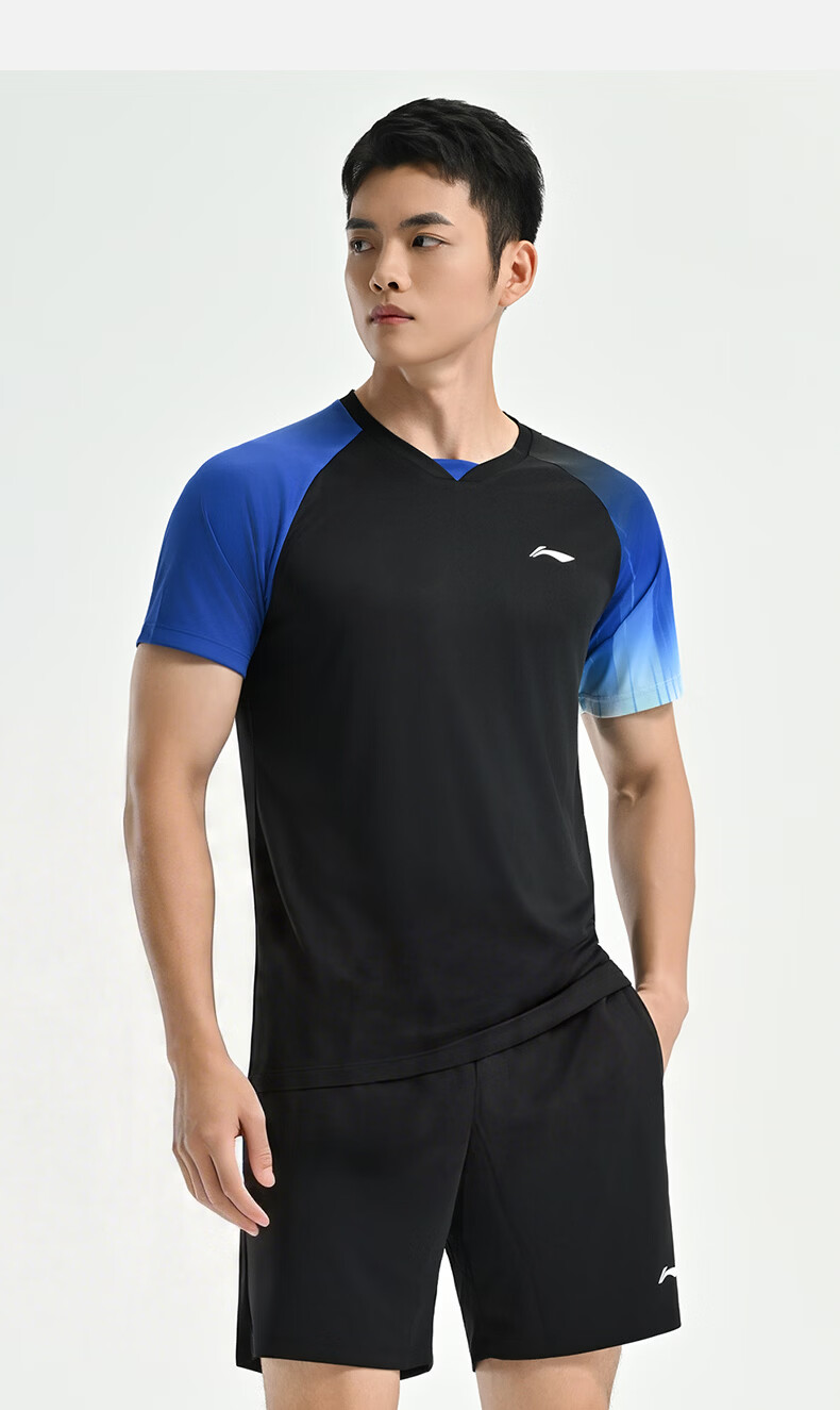 LI-NING Badminton Short Sleeve Set Unisex Two-Piece Competition Training Sportswear White/Black XL 3
