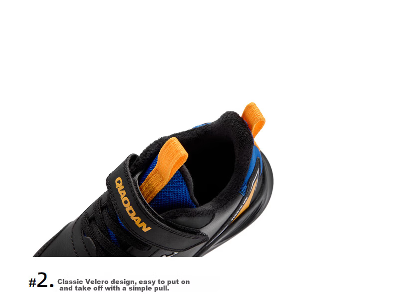 QIAODAN Fleece-Lined Boys' Cotton Shoes Children's Winter Running Shoes Toddler Velcro Sneakers Academy Blue/QIAODAN White Size 29 13
